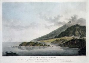 フランシス・ジュークス（1747-1812）が彫って出版したセント・ビンセント島のモルン・スフリルの眺め。 作： Joseph (after) Billinghurst
