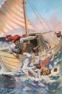 ロビンソン・クルーソー: 私はムーア人を船外に放り投げます (カラーリソ) 作： Joseph (after) Finnemore