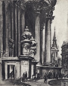 セント・ポール教会の南側ポーチ（リトグラフ 作： Joseph (after) Pennell