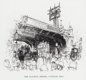 The Railway Bridge, Ludgate Hill (litho) 作： Joseph (after) Pennell