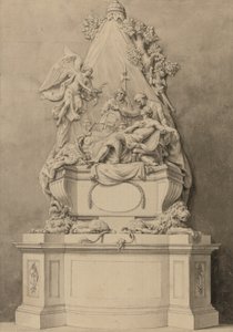 ウルフ少将記念碑、ウェストミンスター寺院北地区 （紙にインク、水彩画） 作： ジョセフ (帰属) ウィルトン