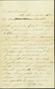 ムーア州セントルイス、ベントン・バラックスのJoseph A. Fardellのサイン入り手紙、1863年11月12日、母宛 作： Joseph A. Fardell