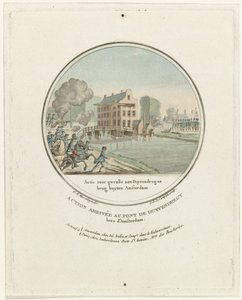 ダイフェンドレヒト橋での攻撃、1787 年 Action for Gevalle aan Duyvendregse brug buyten Amsterdam / Action arrivee au pont de Duyvendregt hors d
