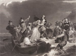1620年、プリマス・ロックに上陸したピルグリムたち 作： Joseph Andrews