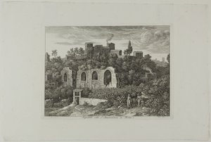 ローマの聖ボナヴェントゥーラ修道院の下にある水道橋、Die Römische Ansichten のプレート 10 作： Joseph Anton Koch