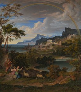 虹のある英雄的な風景、1824年。