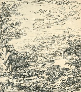 18世紀後半から19世紀初頭にかけて、1943年に虹のある風景。 作： Joseph Anton Koch