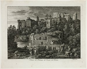 ローマのシーザーズ宮殿の遺跡、『ローマ帝国の英雄』のプレート 8 作： Joseph Anton Koch