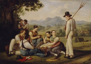 休憩中の芝刈り機、1819 年 作： Joseph Anton Rhomberg