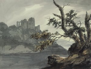 川の近くの廃墟の城 作： Joseph Barber