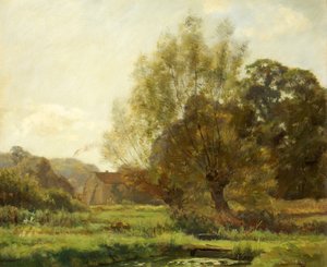 Bibury, Fishponds (油彩・キャンバス) 作： Joseph Barnard Davis
