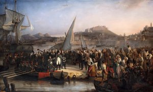 1815年2月26日にエルバ島を去るナポレオン 作： Joseph Beaume