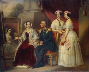 ザクセン アルテンブルク (Saxe-Altenburg) 公爵ヨーゼフの家族の肖像画 (1789-1868) - ヨーゼフ カール シュティーラー (1781-1858) による絵画、キャンバスに油彩 作： Joseph Carl Stieler