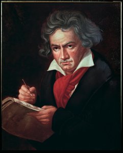 ルートヴィヒ・ヴァン・ベートーヴェン（1770-1827）ドイツの音楽家、ミサ・ソレムニスを作曲する肖像」（ルートヴィヒ・ヴァン・ベートーヴェン（1770-1827）ドイツの作曲家、ミサ曲を作曲する） カール・ジョセフ・スティーラー（1781-1858）による絵画 1819-1820年 ボン、ベートーヴェンの家 作： Joseph Carl Stieler