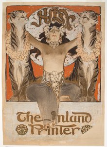 「The Inland Printer」の表紙イラスト (紙にペンとインク、黒鉛と白のガッシュ)