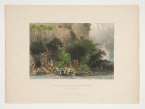 着陸、アメリカ側 (ナイアガラの滝)、ナサニエル・パーカー・ウィリスのイラスト 作： Joseph Clayton Bentley