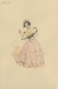 クレオパトラ、または名誉あるスキュートン夫人、1920年代（紙にトイレとペンとインク） 作： Joseph Clayton Clarke