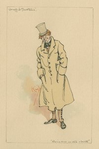 グラフとタックルトン-囲炉裏のクリケット、1920年代（紙にトイレとペンとインク） 作： Joseph Clayton Clarke