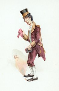 ジョブトロッター、「チャールズディケンズのキャラクタースケッチ」のイラスト、1890年頃 作： Joseph Clayton Clarke