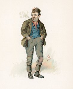ロジャー「ローグ」ライダーフッド、「チャールズディケンズのキャラクタースケッチ」、1890年頃のイラスト 作： Joseph Clayton Clarke