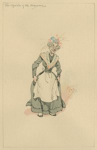 邸宅のホステス、1920年代（紙にトイレとペンとインク） 作： Joseph Clayton Clarke
