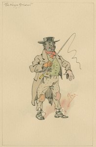 黒いドライバー、1920年頃（紙にペンとインク、トイレ付き）