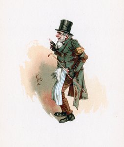 Trotty Veck、「Charleser Sketches from Charles Dickens」、1890年頃のイラスト 作： Joseph Clayton Clarke