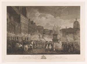 Ontmoeting van soldaten op College Green te Dublin ダブリン市と郡のボランティア (オブジェクトのタイトル)