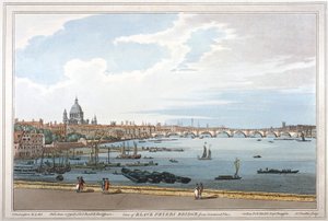 ロンドンのブラックフライアーズ橋、1795年 作： Joseph Constantine Stadler