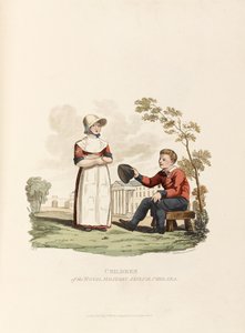 ロイヤルミリタリーアサイラムの子供たち、チェルシー、1813年（アクアチント色） 作： Joseph Constantine Stadler