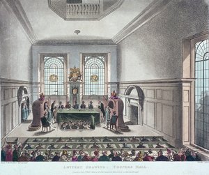国営宝くじの抽選、クーパーズ ホール、ロンドン、1809 年