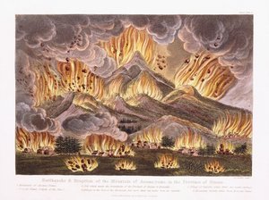 1822年シナノ県の浅間山の地震と噴火 作： Joseph Constantine Stadler