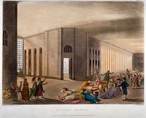 ロンドン、フィンズベリー、オールド・ストリートにある聖ルカ病院の内観（1809年 作： Joseph Constantine Stadler