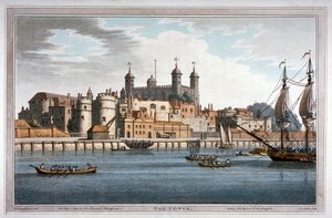 テムズ川に浮かぶ船とロンドン塔の南側の風景（1795年 作： Joseph Constantine Stadler