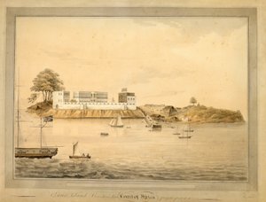 1805年頃、アフリカ、シエラレオネ、バンス島の眺め（水彩画） 作： Joseph Corry