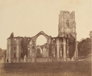 ファウンテンズ・アビー（Fountains Abbey）。ナイン・オルターズの礼拝堂、外観、1850年代。 作： Joseph Cundall