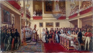 レオポルド1世とオルレアン公妃の結婚、1833年から1837年にかけて（油彩画） 作： Joseph Desire Court