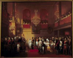 ベルギー国王レオポルド1世とオルレアン王女ルイーズのコンピエーニュでの結婚式 1832年8月9日 ジョセフ・コート（1797-1865）の絵画 1837年日。0,9x1,16 m - ベルギー王レオポルド1世とオルレアン王女ルイーズの結婚式 1832年8月9日コンピエーニュにて