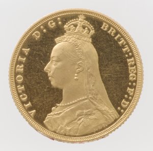 ビクトリア女王ジュビリー ヘッド プルーフ ソブリン、1887 年。 作： Joseph Edgar Boehm