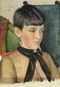 イザベラハーロックの肖像、1888年（紙とトイレ、ガッシュ） 作： Joseph Edward Southall