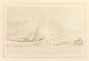 Lodore Cottage の岩と滝 作： Joseph Farington
