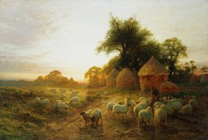 西に沈むヨンイエローサンセット（帆布に油彩） 作： Joseph Farquharson