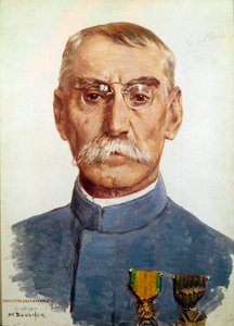 第一次世界大戦（1914-1918）：「マレシャル・ジョセフ・シモン・ガリエニ（1849-1916）の肖像」。ジョセフ・フェリックス・ブショー（1853-1937）の絵画 1915年 日0.33 x 0.24 m
