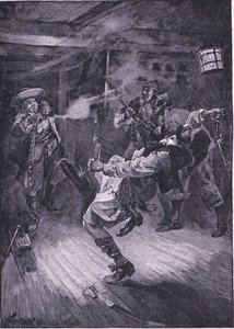 新キャプテンの頭を撃ち抜く（リトグラフ 作： Joseph Finnemore