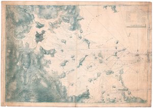 ボストン港の海図を作成するための観測に関する航海上の注意の地図