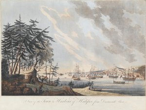 ダートマスショアからのハリファックスの町と港の眺め、1781 作： Joseph Frederick Wallet DesBarres