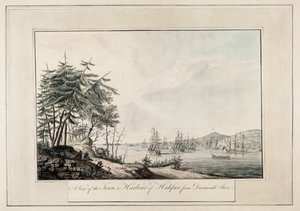 ダートマス海岸から見たハリファックスの町と港 1777年頃（印刷物） 作： Joseph Frederick Wallet DesBarres