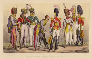 英国軍服（騎兵隊）1821年と1822年（カラー版画）