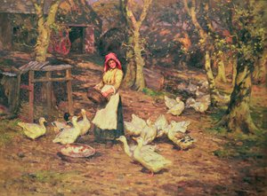 アヒルの餌やり 作： Joseph Harold Swanwick