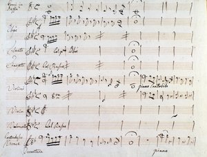 J.ハイドンのアルミーダのメヌエットの楽譜（1784年）の最初のページ 作： Joseph Haydn